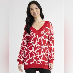 Madden NYC Oversized Heart Patterned Sweater
